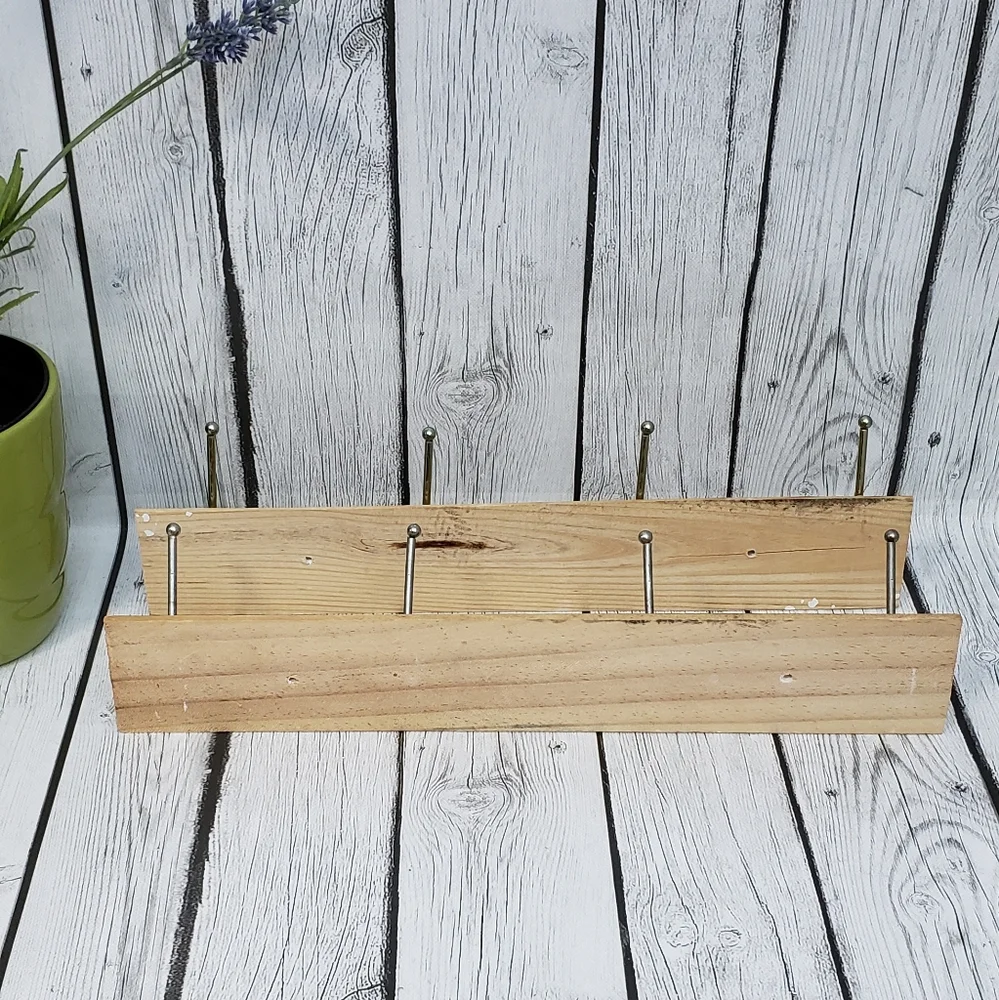 2 Wooden Hook Boards 4 Iron Hooks
